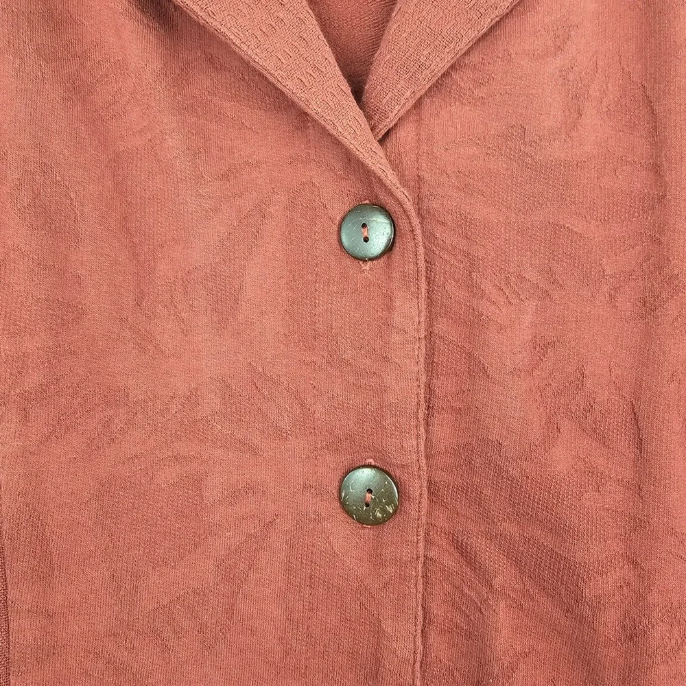 Soft Surroundings Women's Textured‎ Button Front Blazer Coral Pink OrangeSize 10